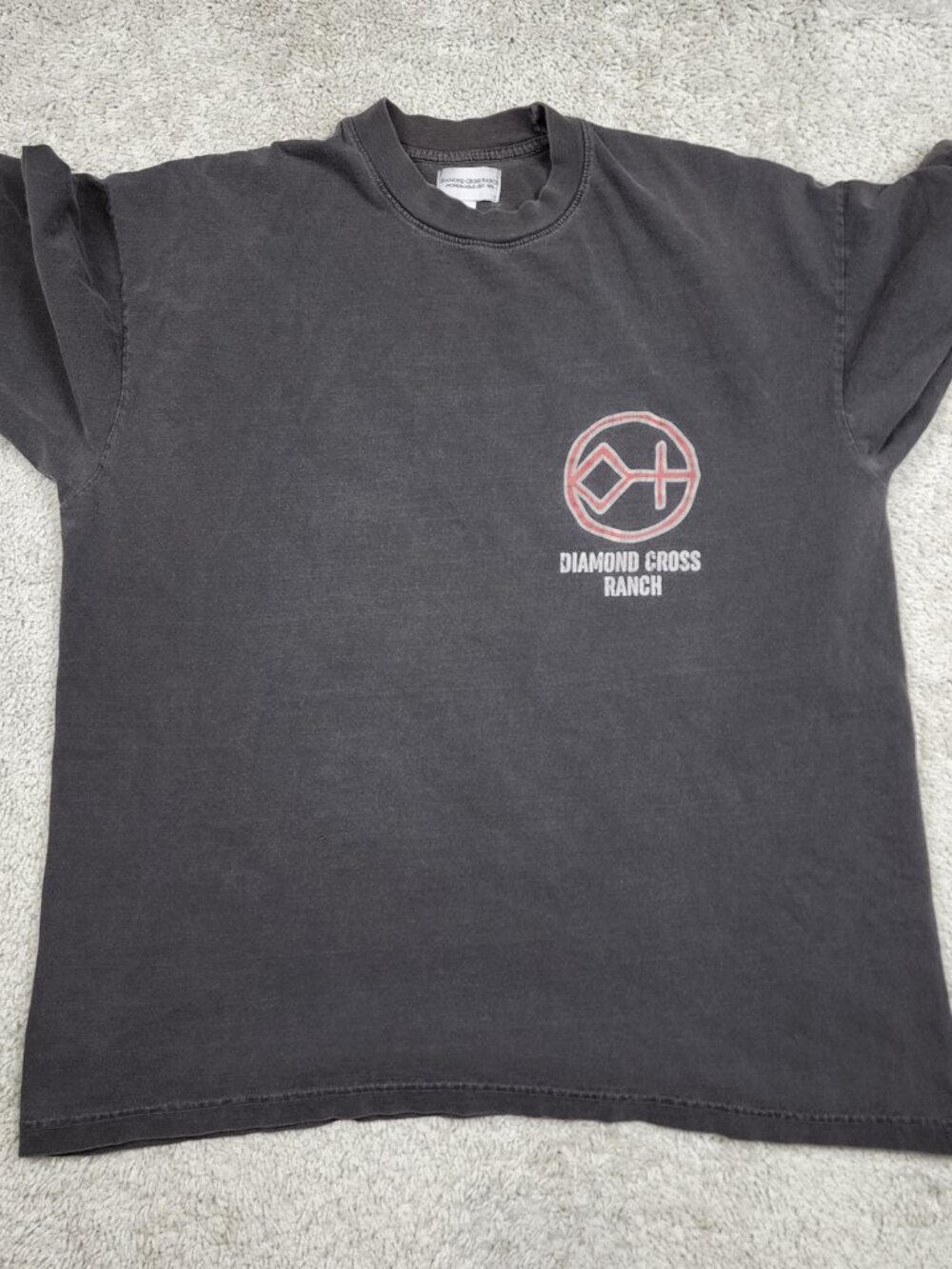 Diamond Cross Ranch T Shirt XL Jackson Hole Wyoming USA bald eagle Boxy Fit Grey - Picture 4 of 5